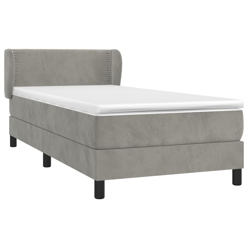 Boxspring met matras fluweel lichtgrijs 90x190 cm Bedden & bedframes | Creëer jouw Trendy Thuis | Gratis bezorgd & Retour | Trendy.nl