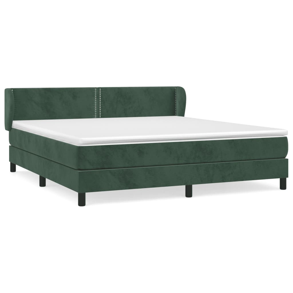 Boxspring met matras fluweel donkergroen 160x200 cm Bedden & bedframes | Creëer jouw Trendy Thuis | Gratis bezorgd & Retour | Trendy.nl