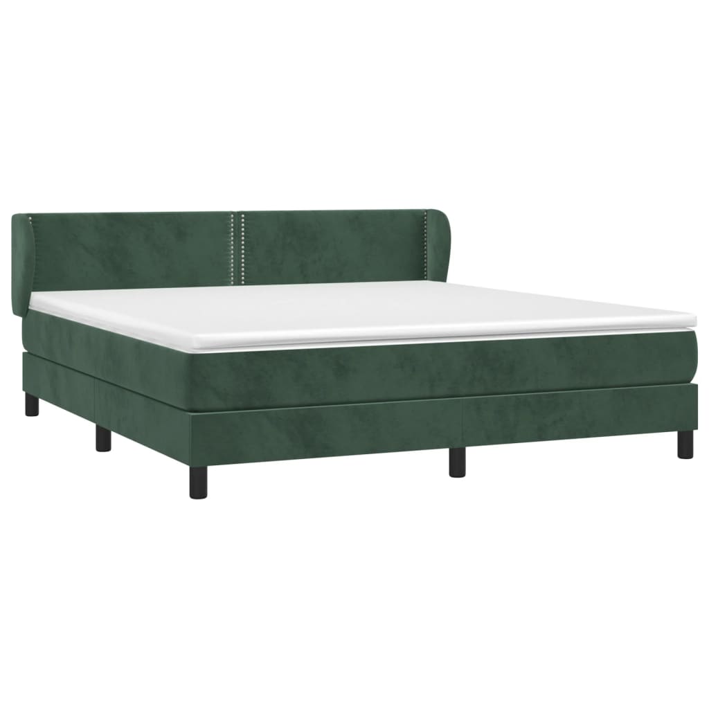 Boxspring met matras fluweel donkergroen 160x200 cm Bedden & bedframes | Creëer jouw Trendy Thuis | Gratis bezorgd & Retour | Trendy.nl