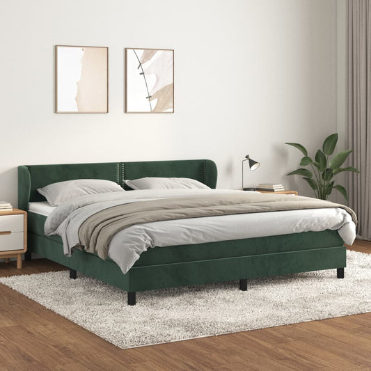 Boxspring met matras fluweel donkergroen 160x200 cm Bedden & bedframes | Creëer jouw Trendy Thuis | Gratis bezorgd & Retour | Trendy.nl