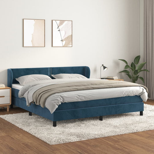 Boxspring met matras fluweel donkerblauw 160x200 cm Bedden & bedframes | Creëer jouw Trendy Thuis | Gratis bezorgd & Retour | Trendy.nl