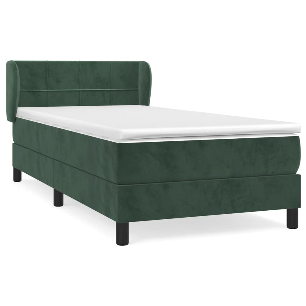 Boxspring met matras fluweel donkergroen 80x200 cm Bedden & bedframes | Creëer jouw Trendy Thuis | Gratis bezorgd & Retour | Trendy.nl