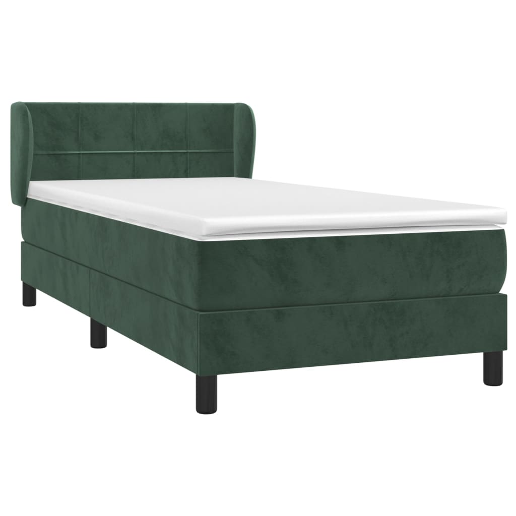 Boxspring met matras fluweel donkergroen 80x200 cm Bedden & bedframes | Creëer jouw Trendy Thuis | Gratis bezorgd & Retour | Trendy.nl