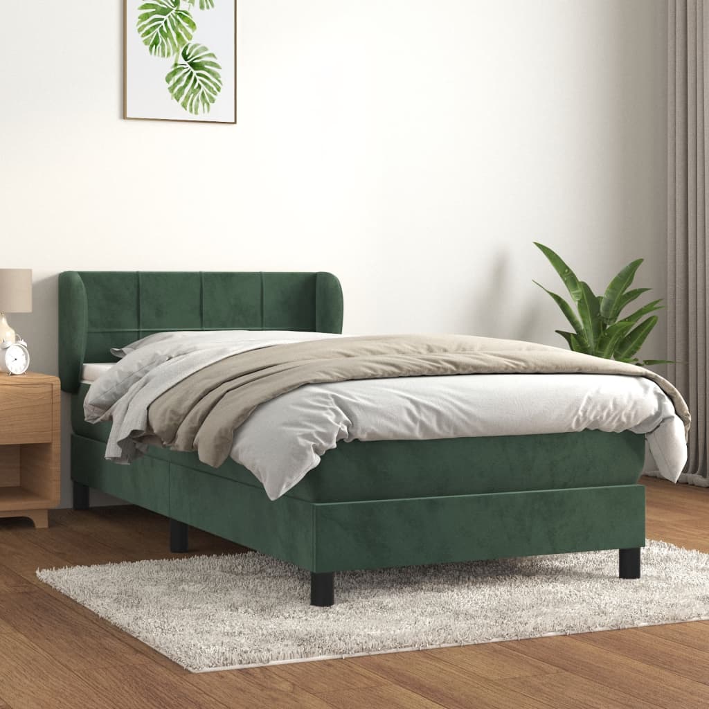 Boxspring met matras fluweel donkergroen 80x200 cm Bedden & bedframes | Creëer jouw Trendy Thuis | Gratis bezorgd & Retour | Trendy.nl