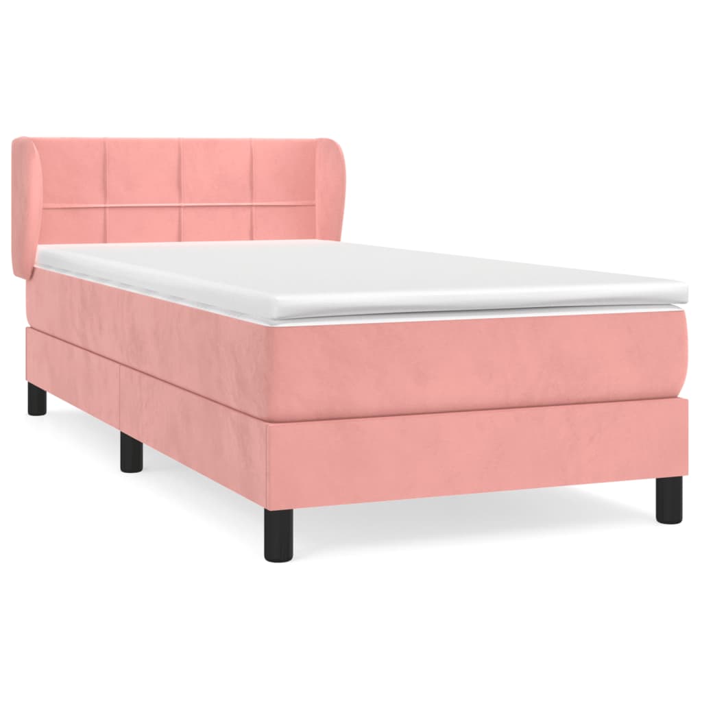 Boxspring met matras fluweel roze 80x200 cm