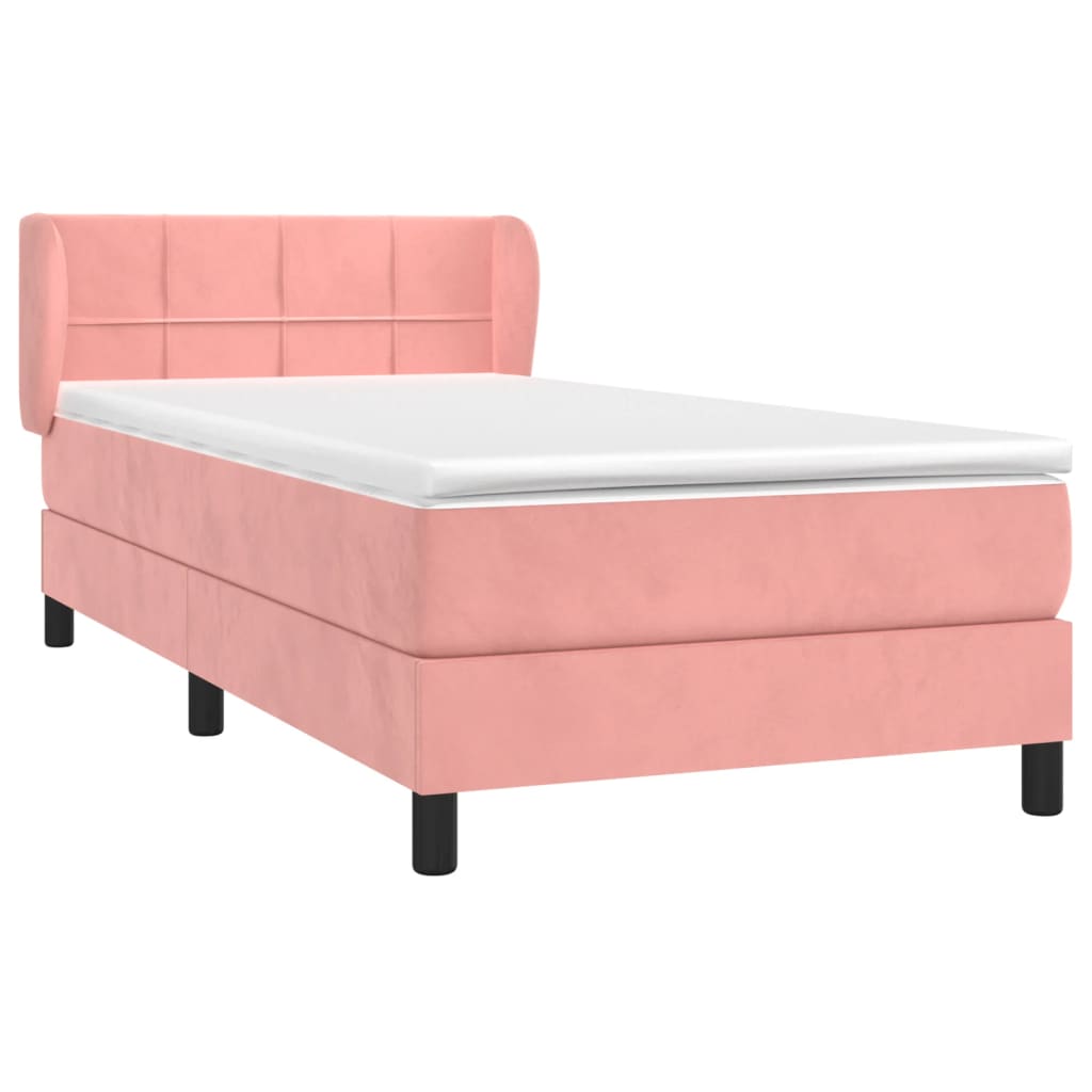 Boxspring met matras fluweel roze 80x200 cm