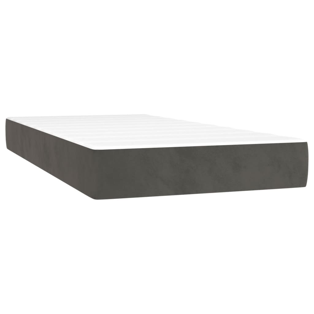 Boxspring met matras fluweel donkergrijs 90x190 cm Bedden & bedframes | Creëer jouw Trendy Thuis | Gratis bezorgd & Retour | Trendy.nl