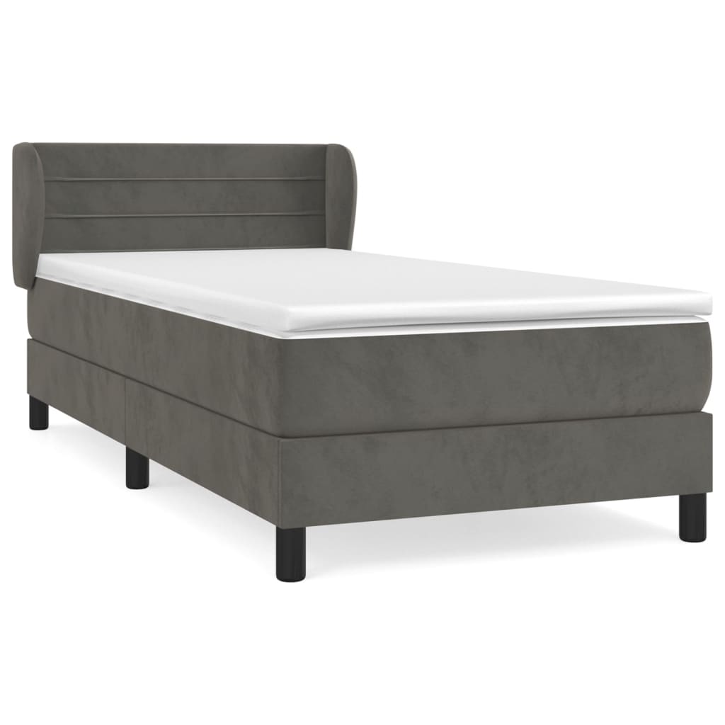 Boxspring met matras fluweel donkergrijs 80x200 cm Bedden & bedframes | Creëer jouw Trendy Thuis | Gratis bezorgd & Retour | Trendy.nl