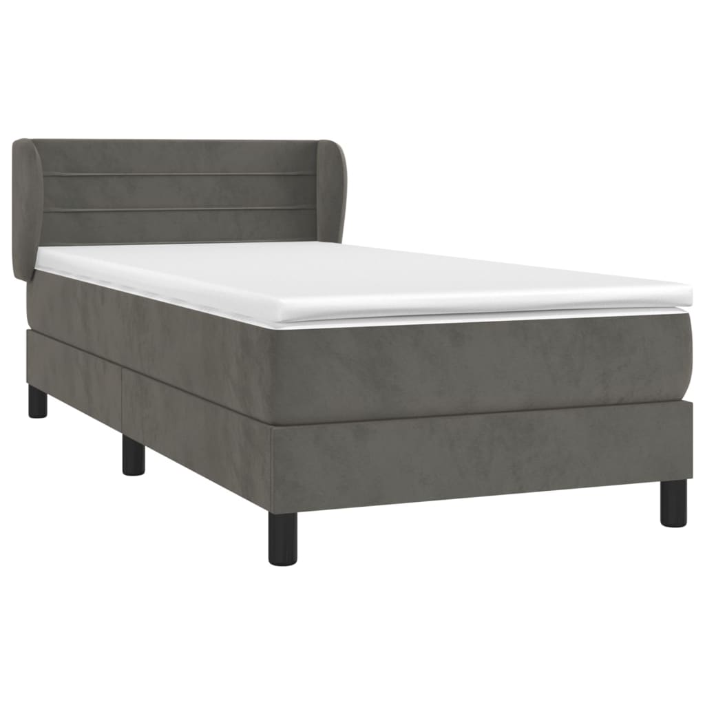 Boxspring met matras fluweel donkergrijs 80x200 cm Bedden & bedframes | Creëer jouw Trendy Thuis | Gratis bezorgd & Retour | Trendy.nl