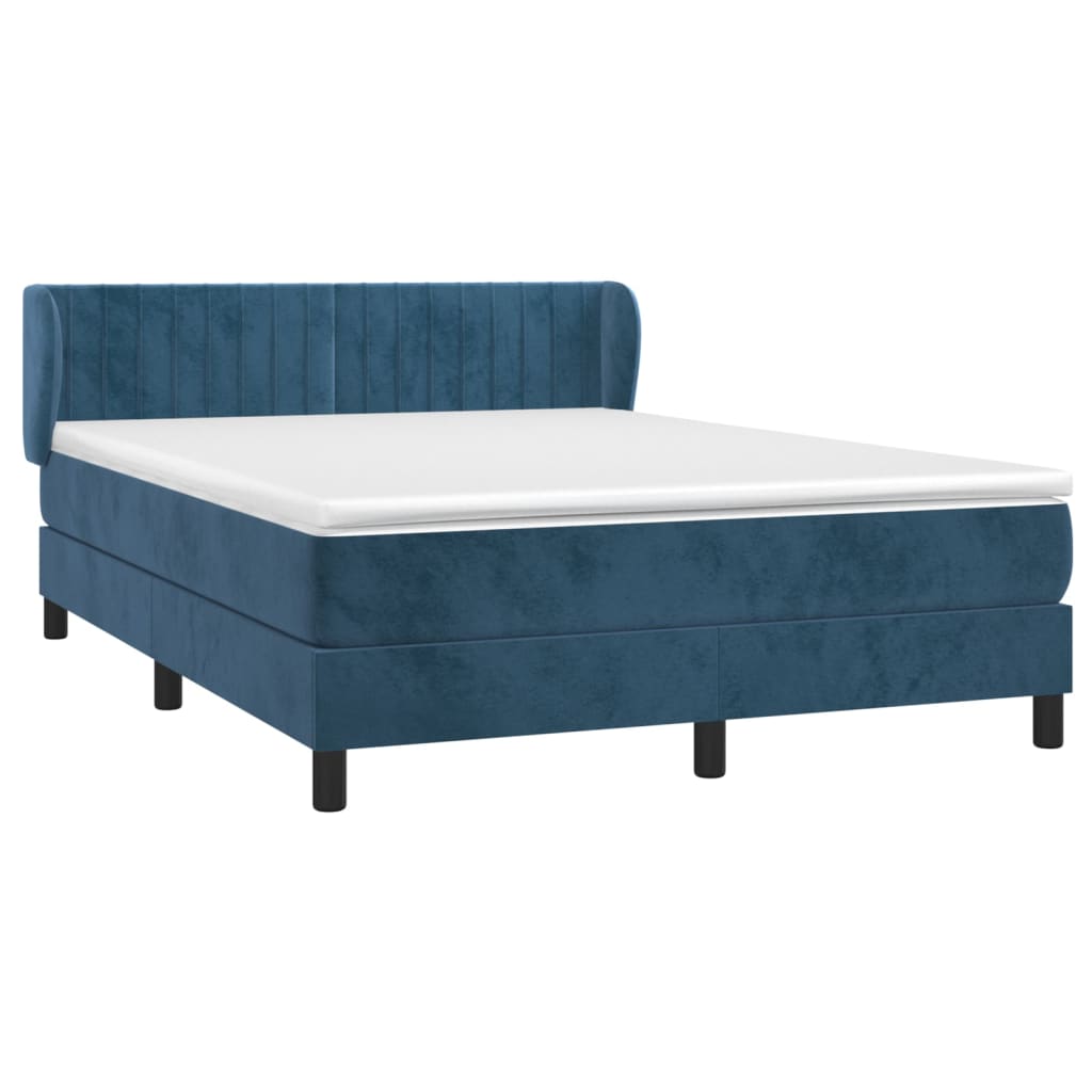 Boxspring met matras fluweel donkerblauw 140x190 cm