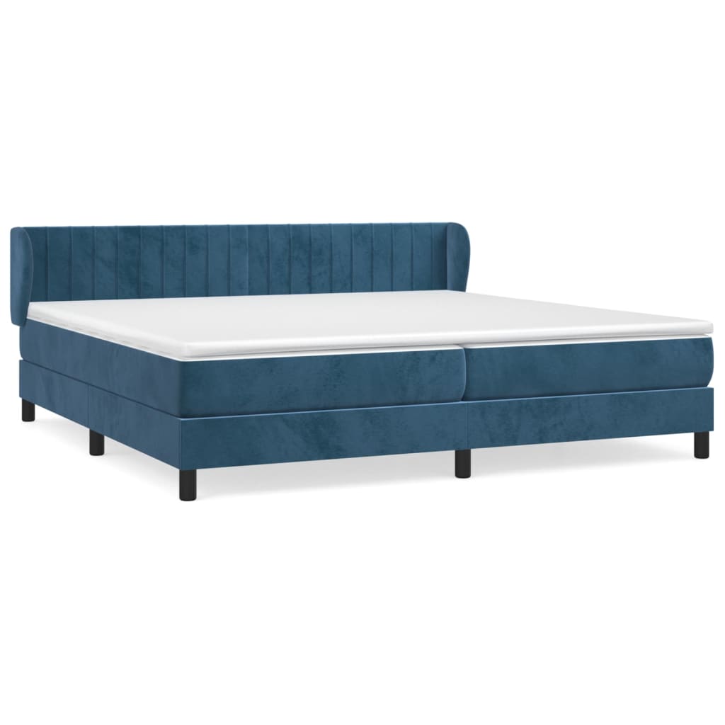 Boxspring met matras fluweel donkerblauw 200x200 cm