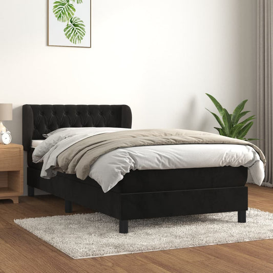 Boxspring met matras fluweel zwart 90x190 cm Bedden & bedframes | Creëer jouw Trendy Thuis | Gratis bezorgd & Retour | Trendy.nl