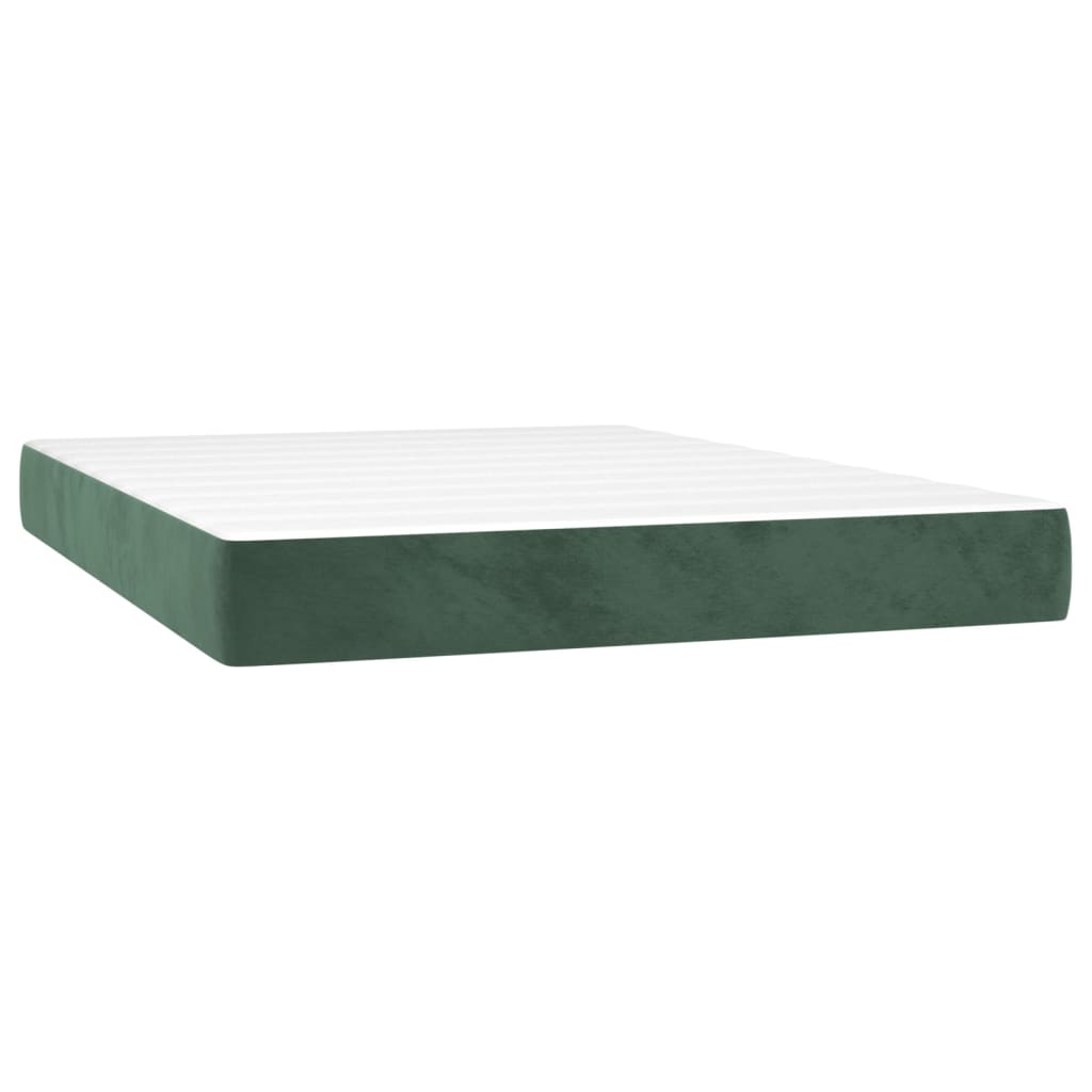 Boxspring met matras fluweel donkergroen 140x200 cm