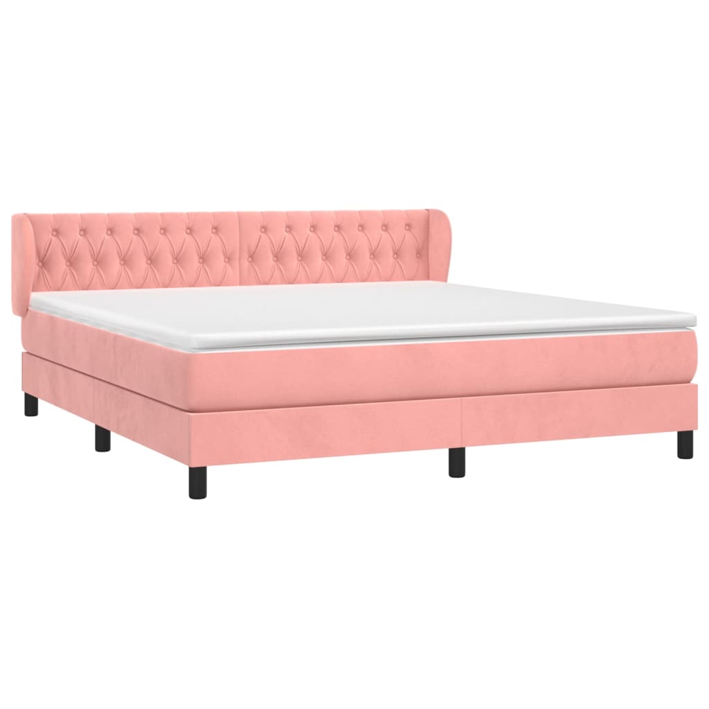 Boxspring met matras fluweel roze 160x200 cm