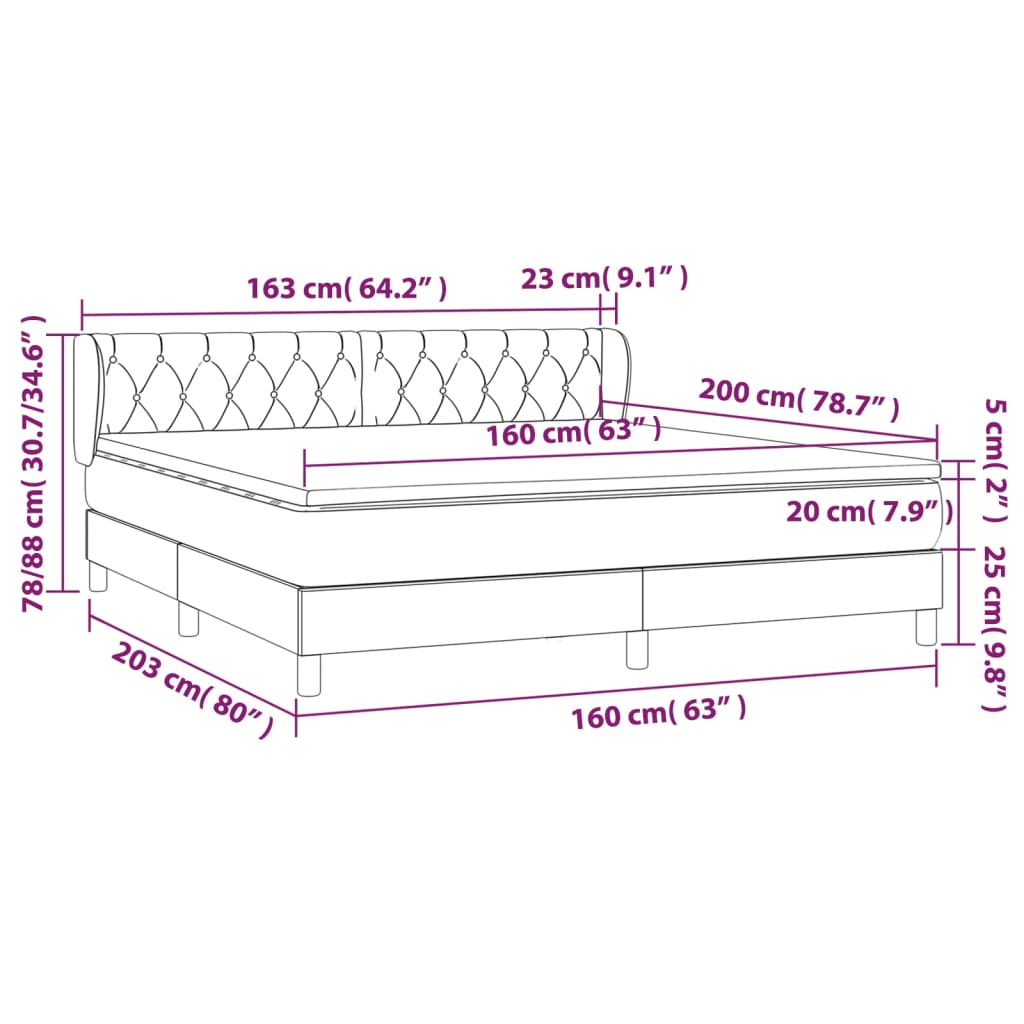 Boxspring met matras fluweel roze 160x200 cm