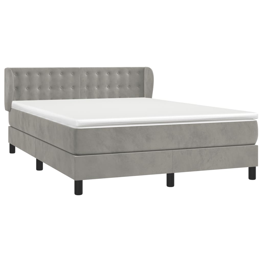 Boxspring met matras fluweel lichtgrijs 140x200 cm Bedden & bedframes | Creëer jouw Trendy Thuis | Gratis bezorgd & Retour | Trendy.nl