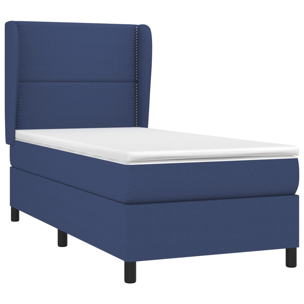 Boxspring met matras stof blauw 90x190 cm Bedden & bedframes | Creëer jouw Trendy Thuis | Gratis bezorgd & Retour | Trendy.nl