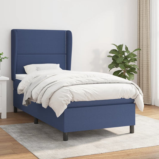 Boxspring met matras stof blauw 90x190 cm Bedden & bedframes | Creëer jouw Trendy Thuis | Gratis bezorgd & Retour | Trendy.nl