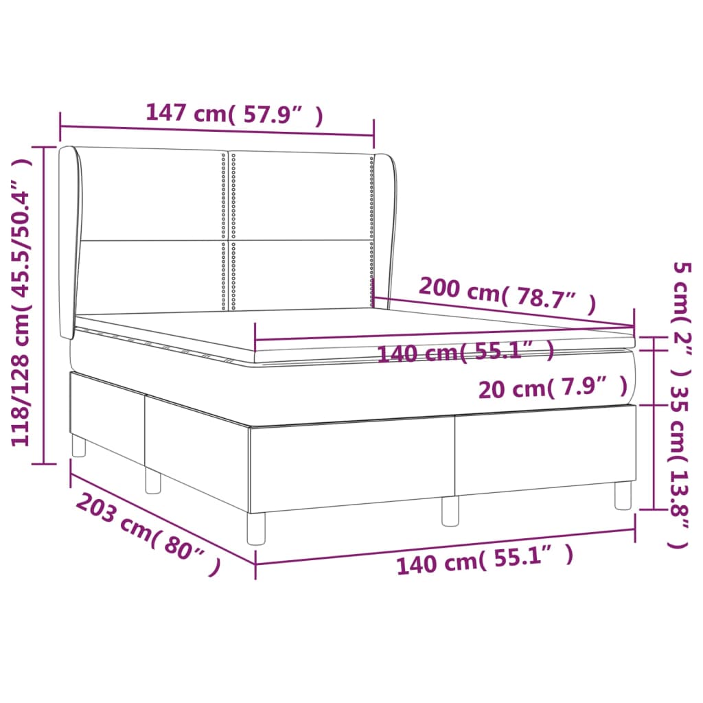 Boxspring met matras stof donkerbruin 140x200 cm