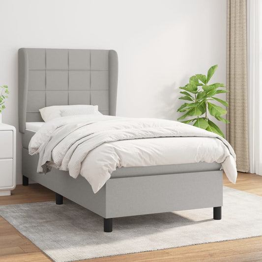 Boxspring met matras stof lichtgrijs 90x190 cm Bedden & bedframes | Creëer jouw Trendy Thuis | Gratis bezorgd & Retour | Trendy.nl