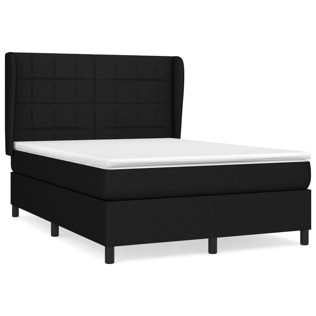 Boxspring met matras stof zwart 140x190 cm Bedden & bedframes | Creëer jouw Trendy Thuis | Gratis bezorgd & Retour | Trendy.nl