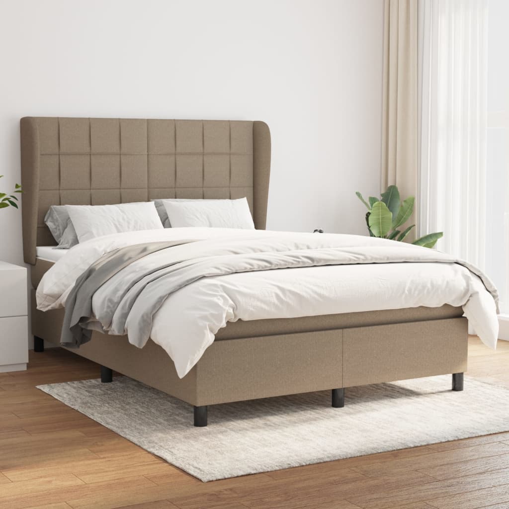 Boxspring met matras stof taupe 140x200 cm