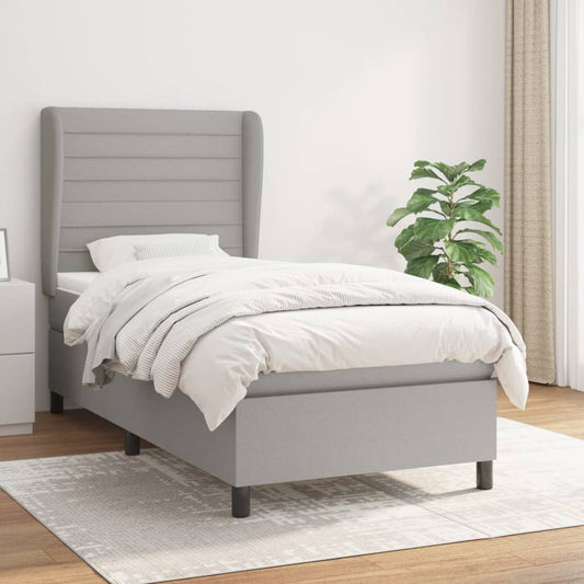 Boxspring met matras stof lichtgrijs 90x190 cm Bedden & bedframes | Creëer jouw Trendy Thuis | Gratis bezorgd & Retour | Trendy.nl