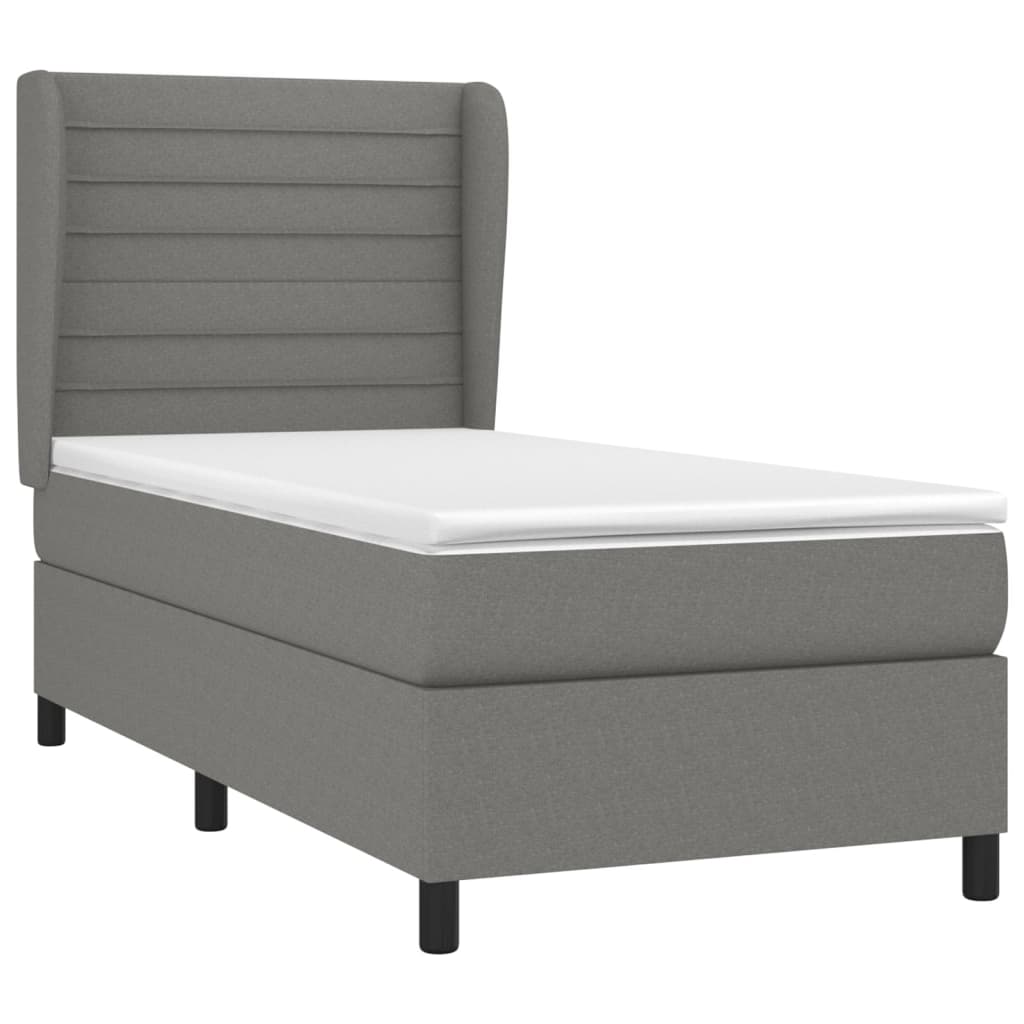 Boxspring met matras stof donkergrijs 90x190 cm Bedden & bedframes | Creëer jouw Trendy Thuis | Gratis bezorgd & Retour | Trendy.nl