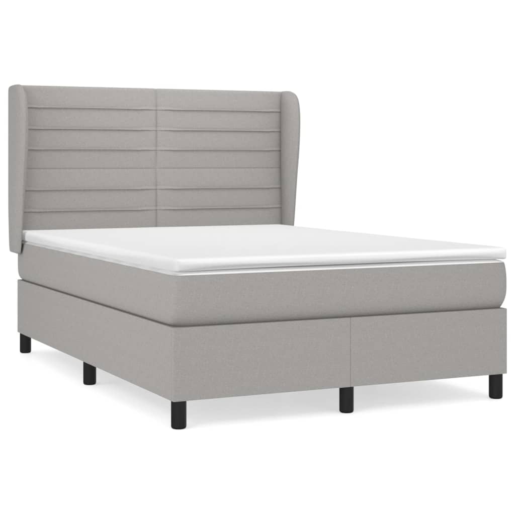 Boxspring met matras stof lichtgrijs 140x200 cm Bedden & bedframes | Creëer jouw Trendy Thuis | Gratis bezorgd & Retour | Trendy.nl