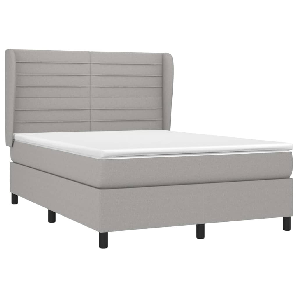 Boxspring met matras stof lichtgrijs 140x200 cm Bedden & bedframes | Creëer jouw Trendy Thuis | Gratis bezorgd & Retour | Trendy.nl