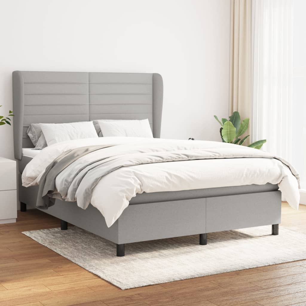 Boxspring met matras stof lichtgrijs 140x200 cm Bedden & bedframes | Creëer jouw Trendy Thuis | Gratis bezorgd & Retour | Trendy.nl