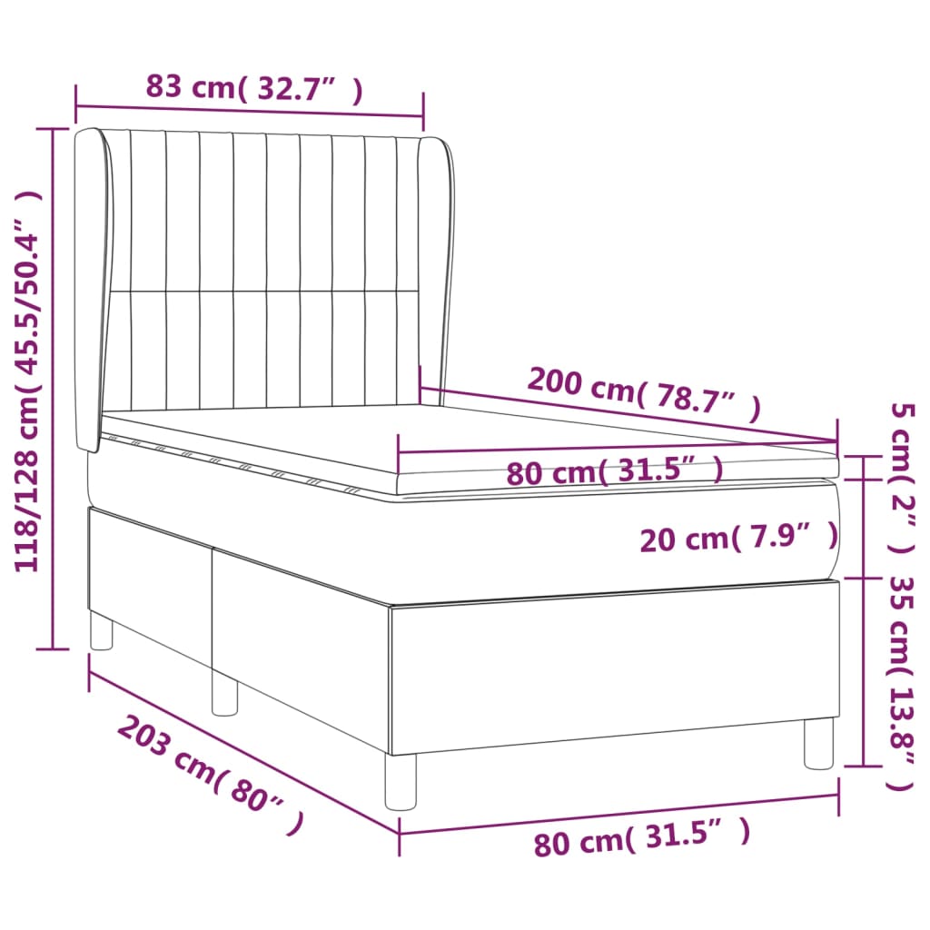 Boxspring met matras stof lichtgrijs 80x200 cm Bedden & bedframes | Creëer jouw Trendy Thuis | Gratis bezorgd & Retour | Trendy.nl