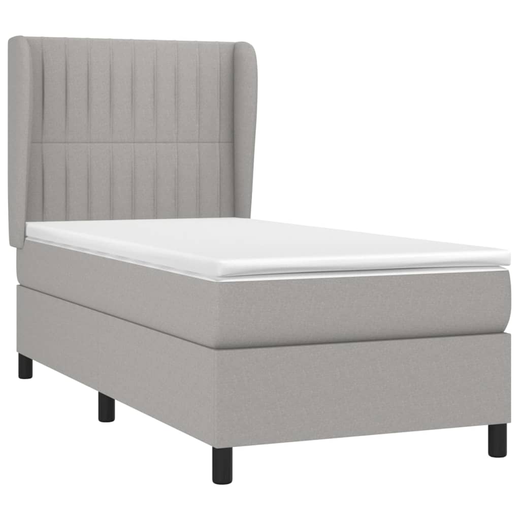 Boxspring met matras stof lichtgrijs 90x200 cm Bedden & bedframes | Creëer jouw Trendy Thuis | Gratis bezorgd & Retour | Trendy.nl