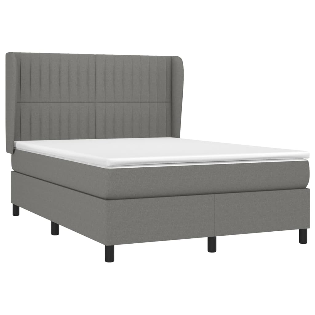 Boxspring met matras stof donkergrijs 140x200 cm Bedden & bedframes | Creëer jouw Trendy Thuis | Gratis bezorgd & Retour | Trendy.nl