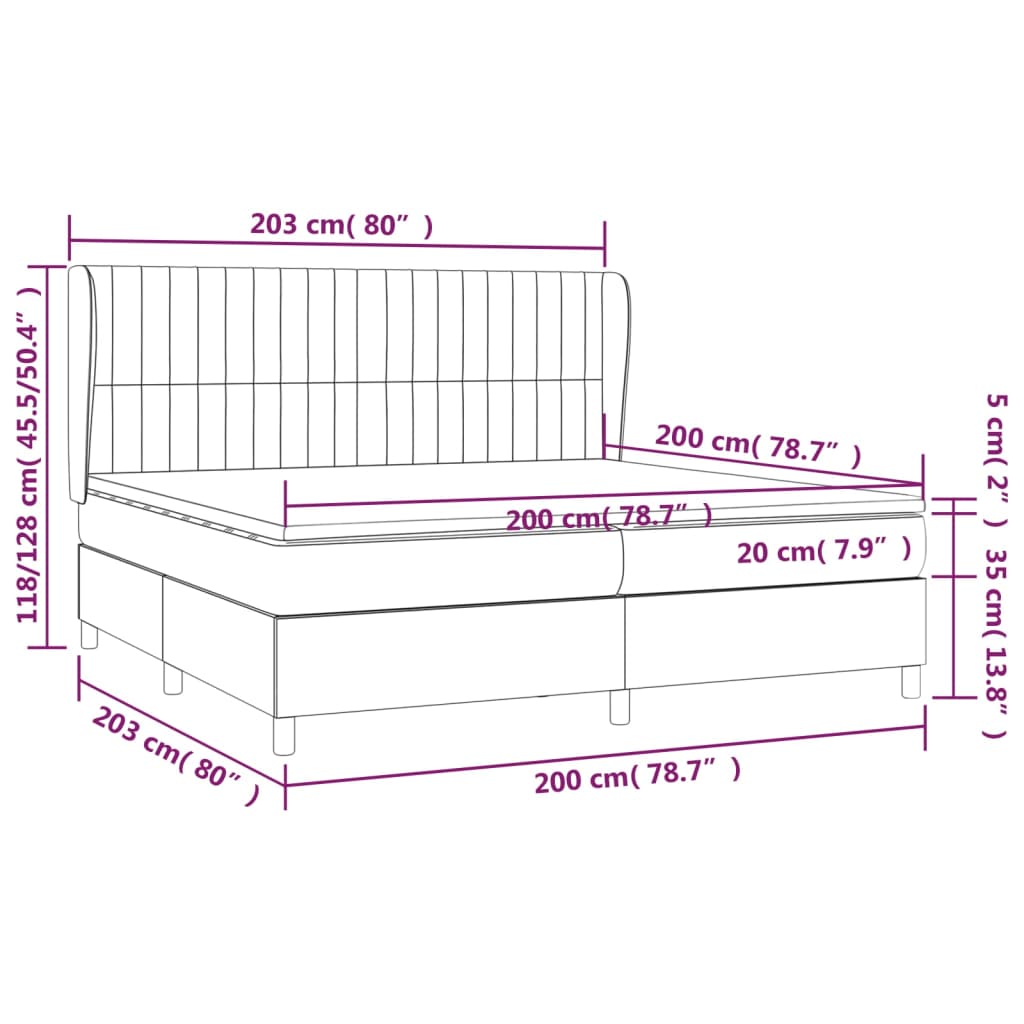 Boxspring met matras stof donkerbruin 200x200 cm