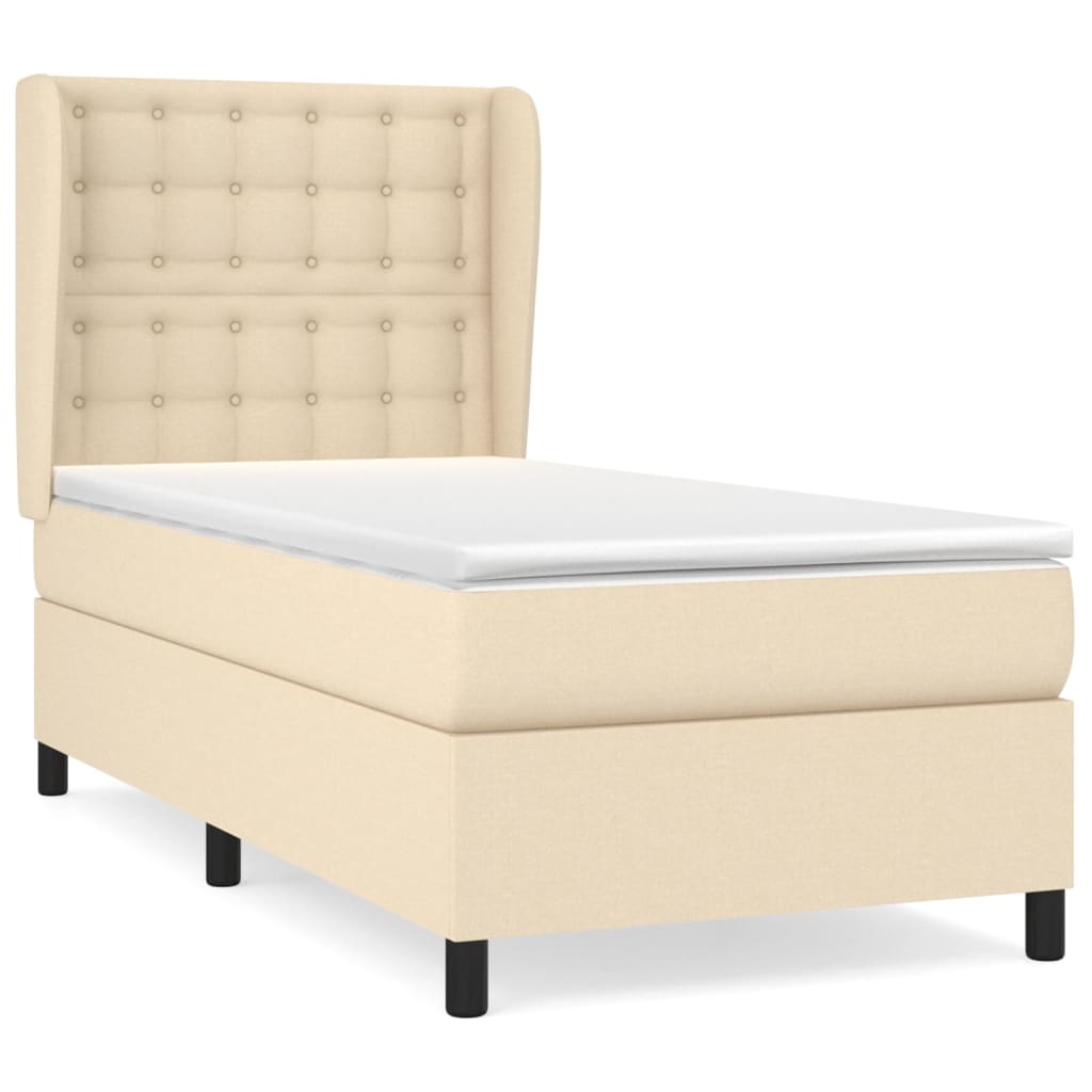 Boxspring met matras stof crèmekleurig 80x200 cm Bedden & bedframes | Creëer jouw Trendy Thuis | Gratis bezorgd & Retour | Trendy.nl