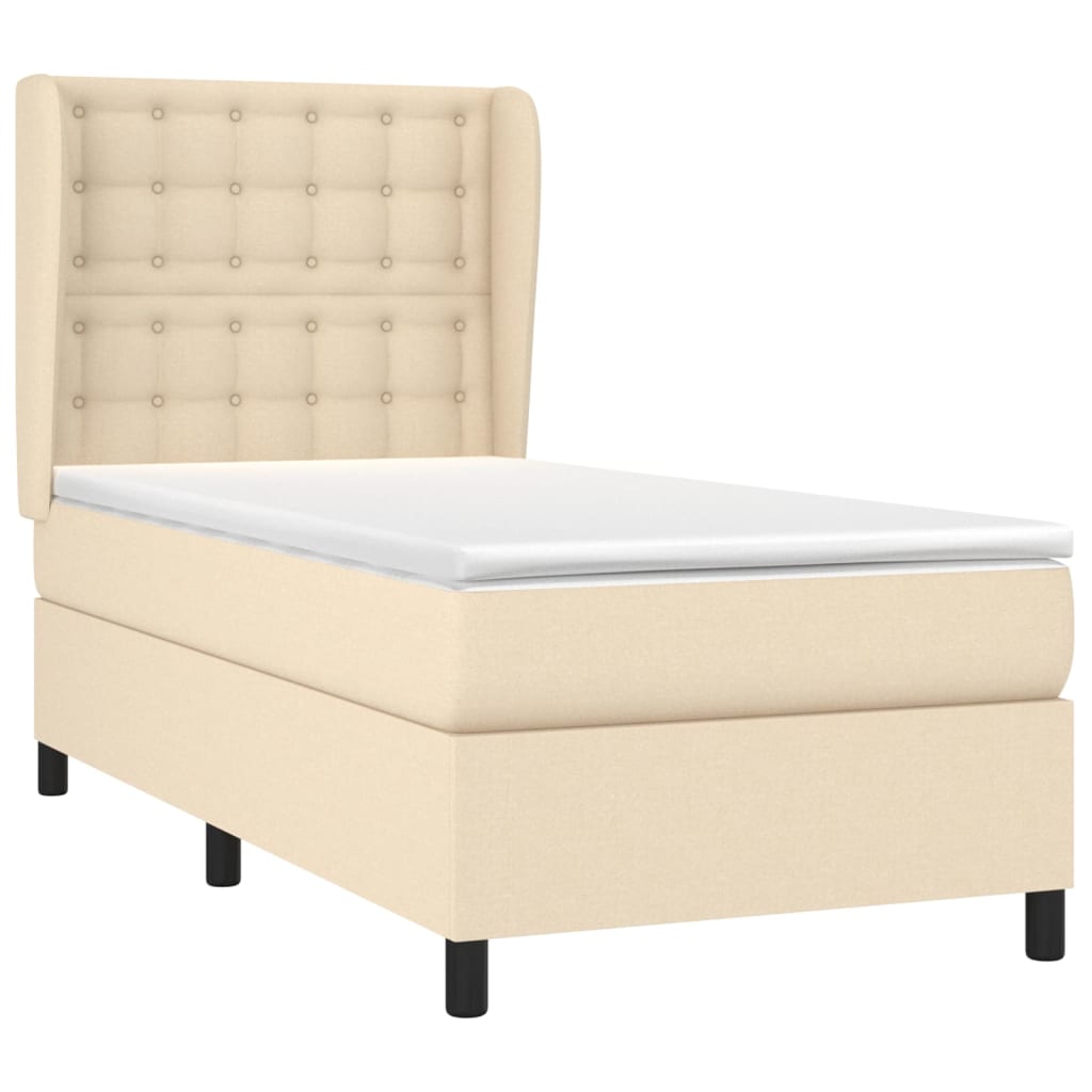 Boxspring met matras stof crèmekleurig 80x200 cm Bedden & bedframes | Creëer jouw Trendy Thuis | Gratis bezorgd & Retour | Trendy.nl