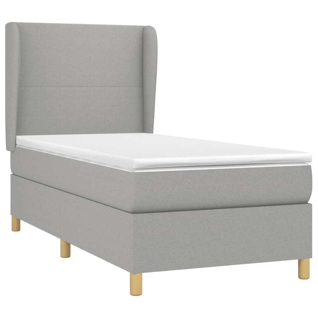 Boxspring met matras stof lichtgrijs 90x190 cm Bedden & bedframes | Creëer jouw Trendy Thuis | Gratis bezorgd & Retour | Trendy.nl