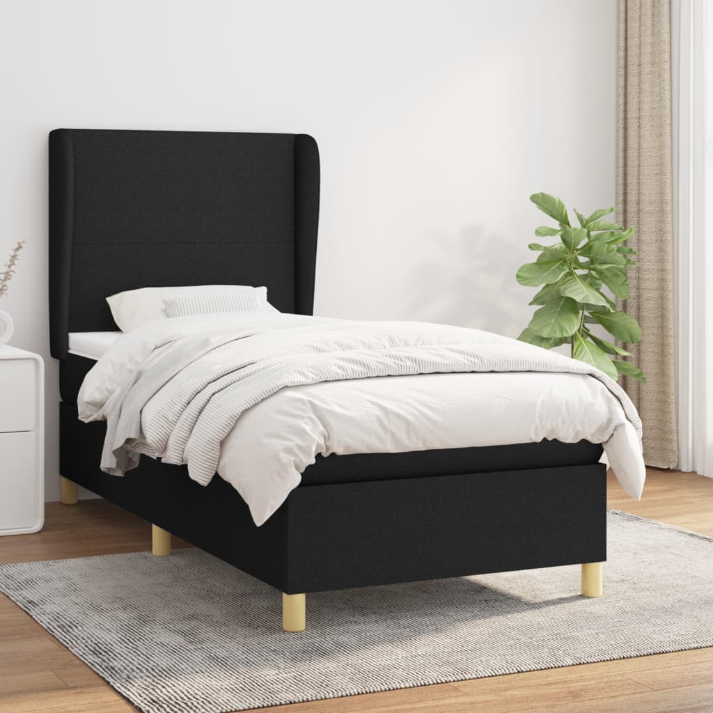 Boxspring met matras stof zwart 90x190 cm Bedden & bedframes | Creëer jouw Trendy Thuis | Gratis bezorgd & Retour | Trendy.nl