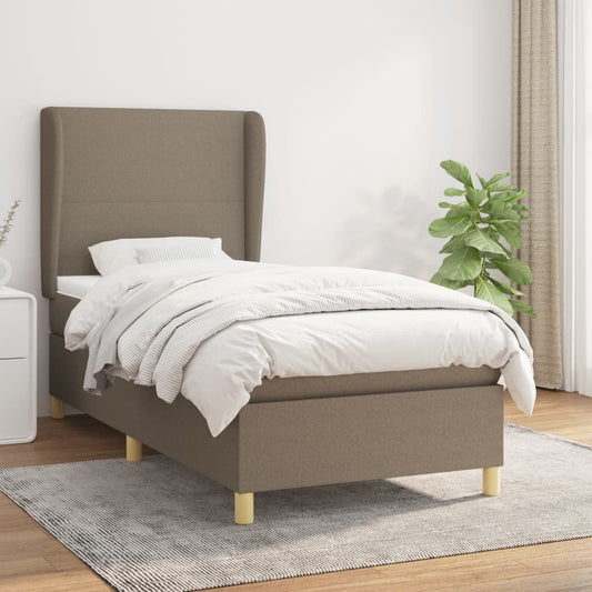 Boxspring met matras stof taupe 90x190 cm