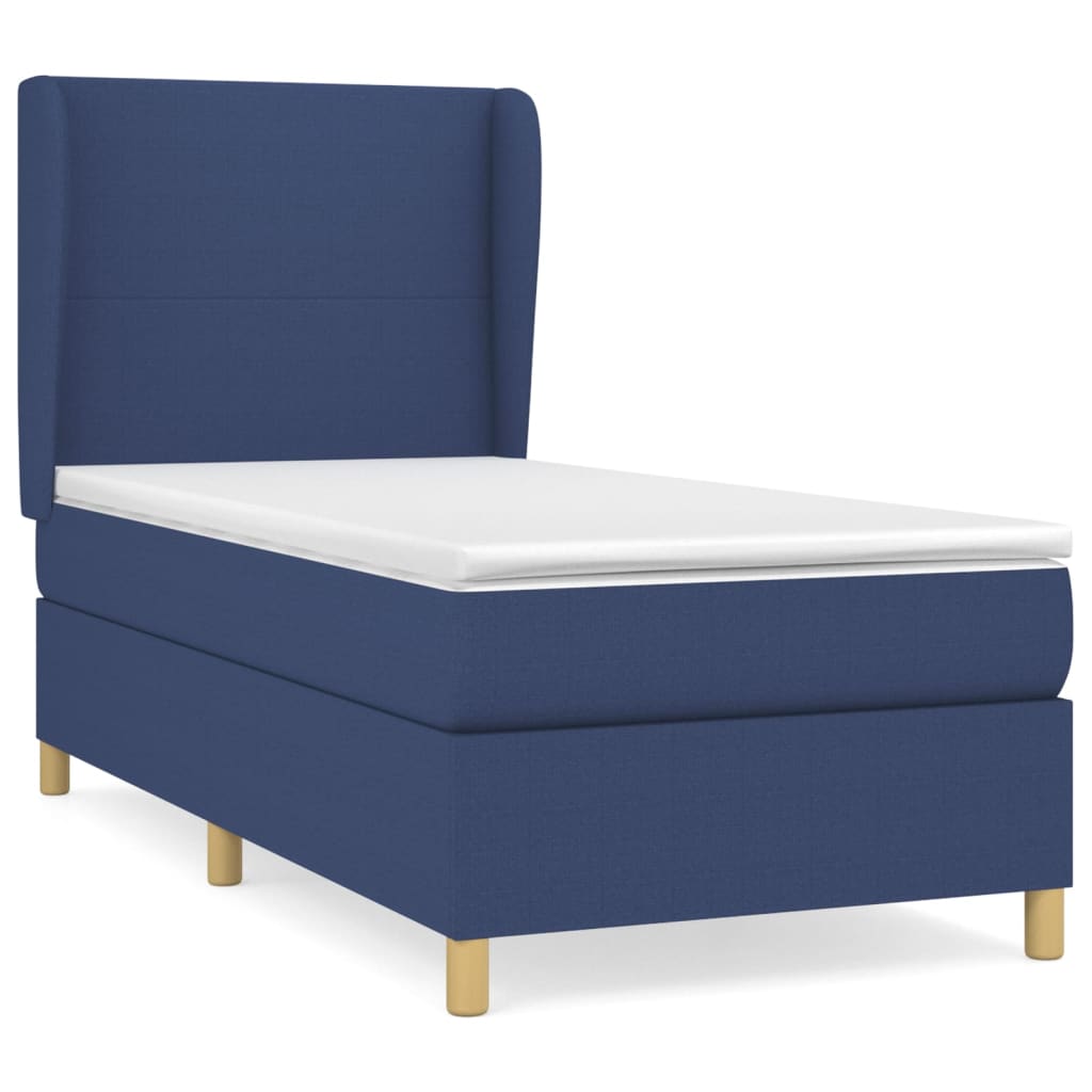 Boxspring met matras stof blauw 90x190 cm Bedden & bedframes | Creëer jouw Trendy Thuis | Gratis bezorgd & Retour | Trendy.nl