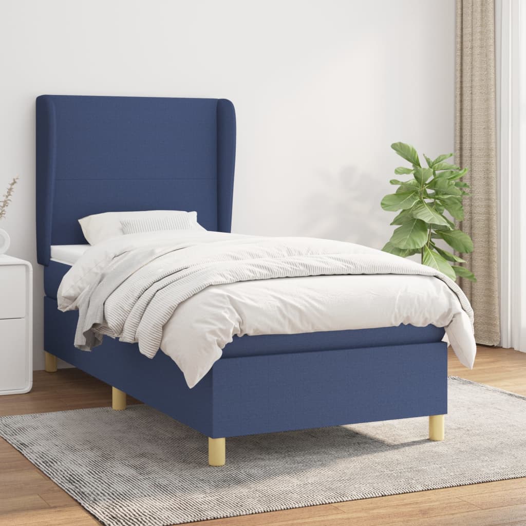 Boxspring met matras stof blauw 90x190 cm Bedden & bedframes | Creëer jouw Trendy Thuis | Gratis bezorgd & Retour | Trendy.nl