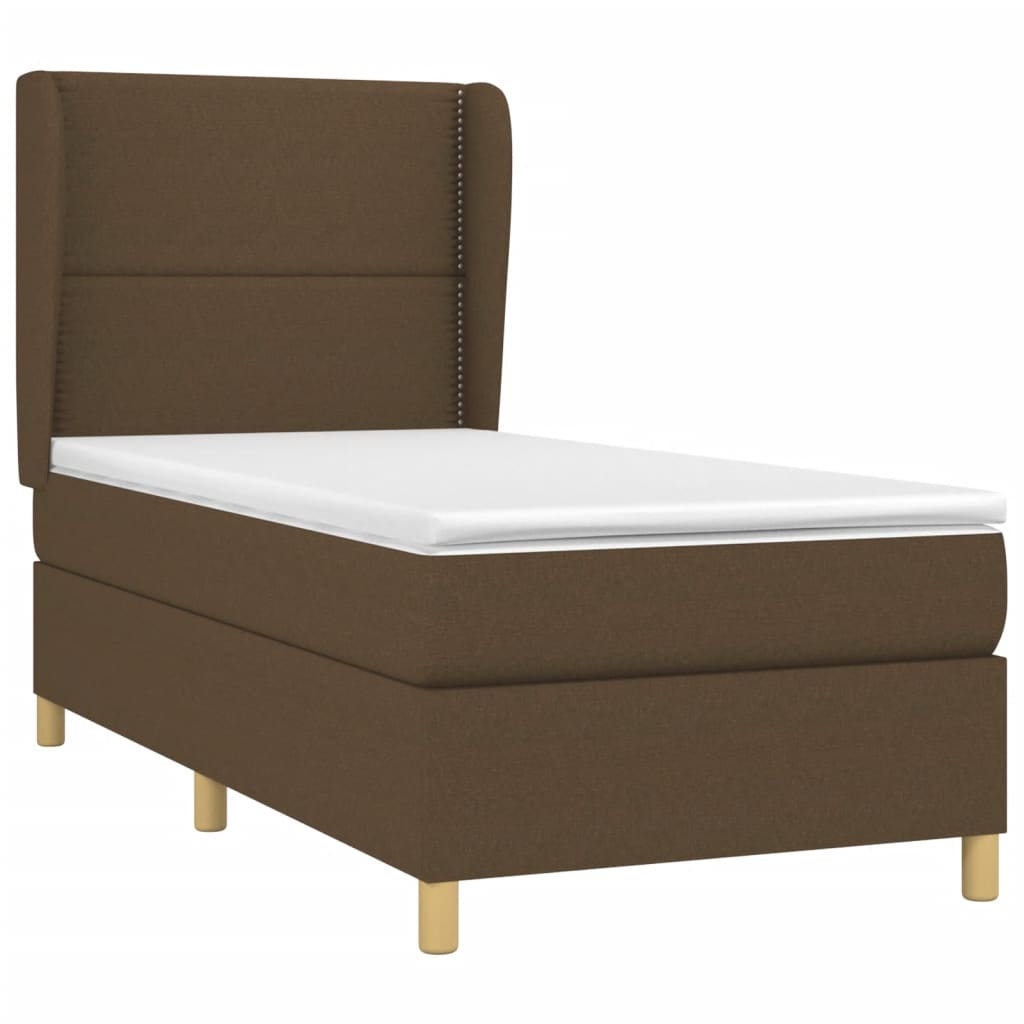 Boxspring met matras stof donkerbruin 90x190 cm Bedden & bedframes | Creëer jouw Trendy Thuis | Gratis bezorgd & Retour | Trendy.nl