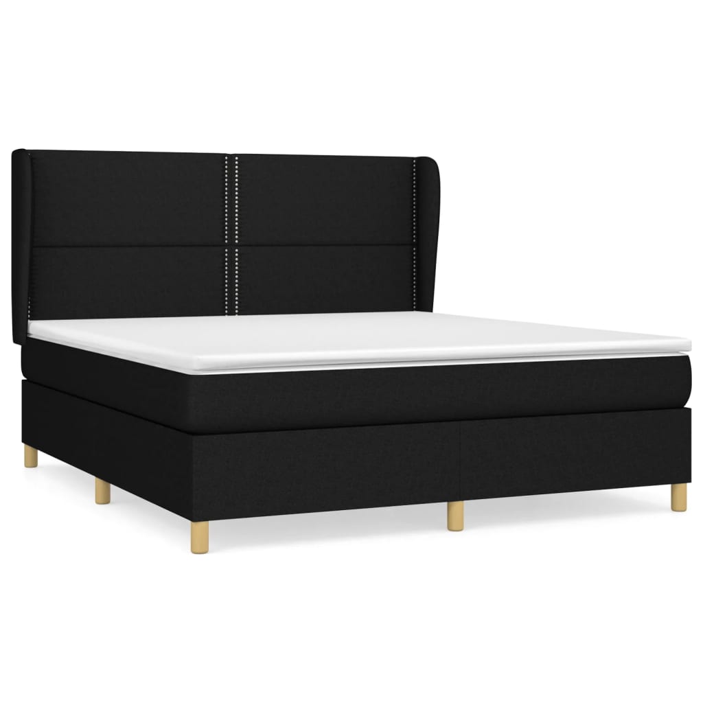 Boxspring met matras stof zwart 180x200 cm Bedden & bedframes | Creëer jouw Trendy Thuis | Gratis bezorgd & Retour | Trendy.nl