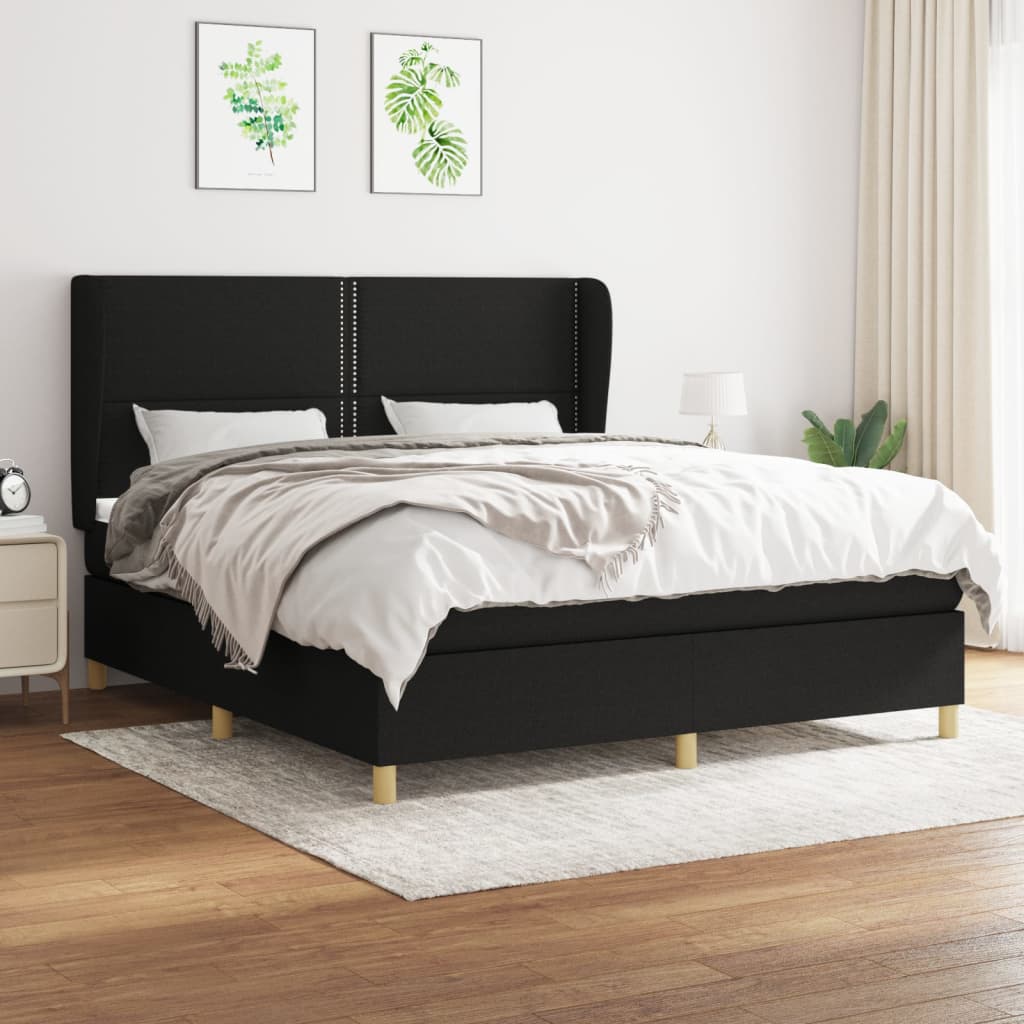 Boxspring met matras stof zwart 180x200 cm Bedden & bedframes | Creëer jouw Trendy Thuis | Gratis bezorgd & Retour | Trendy.nl