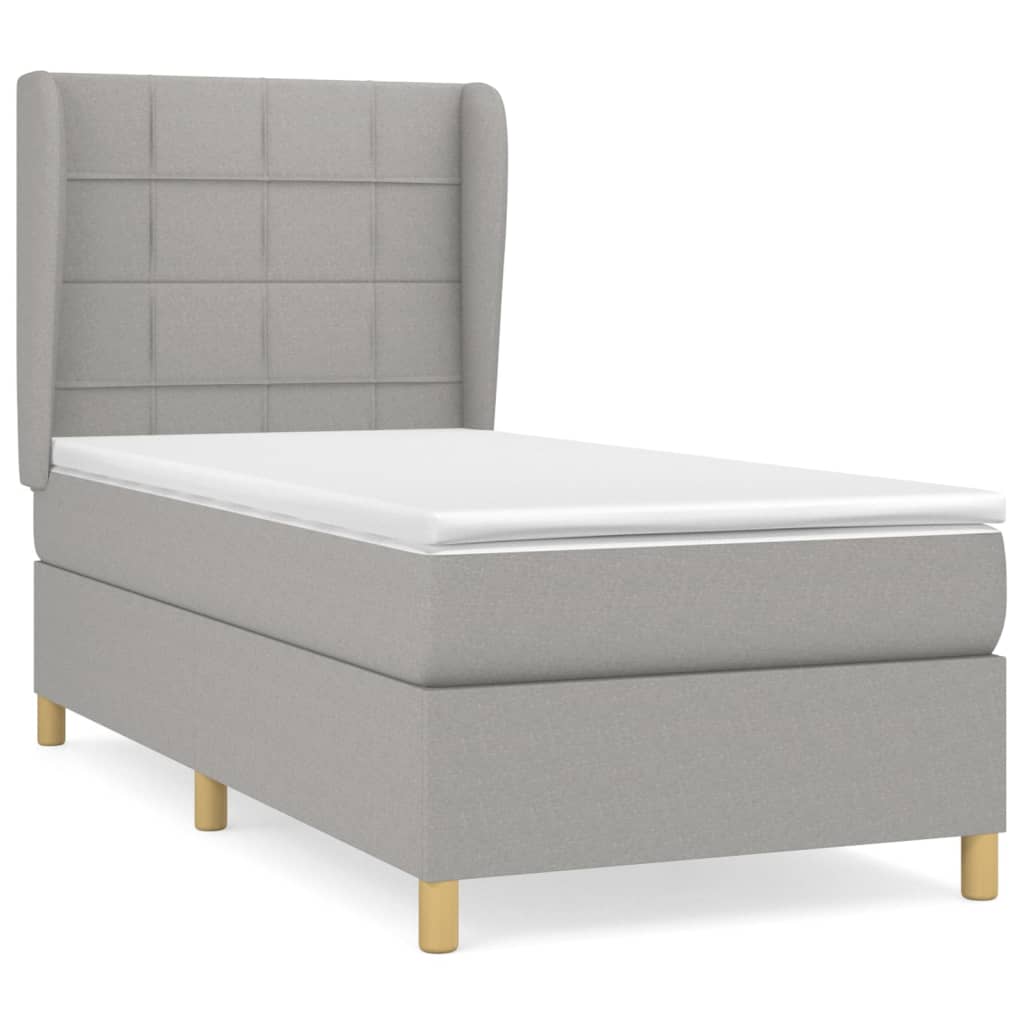 Boxspring met matras stof lichtgrijs 90x190 cm Bedden & bedframes | Creëer jouw Trendy Thuis | Gratis bezorgd & Retour | Trendy.nl