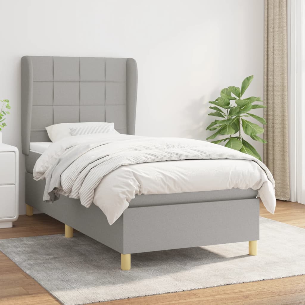 Boxspring met matras stof lichtgrijs 90x190 cm Bedden & bedframes | Creëer jouw Trendy Thuis | Gratis bezorgd & Retour | Trendy.nl