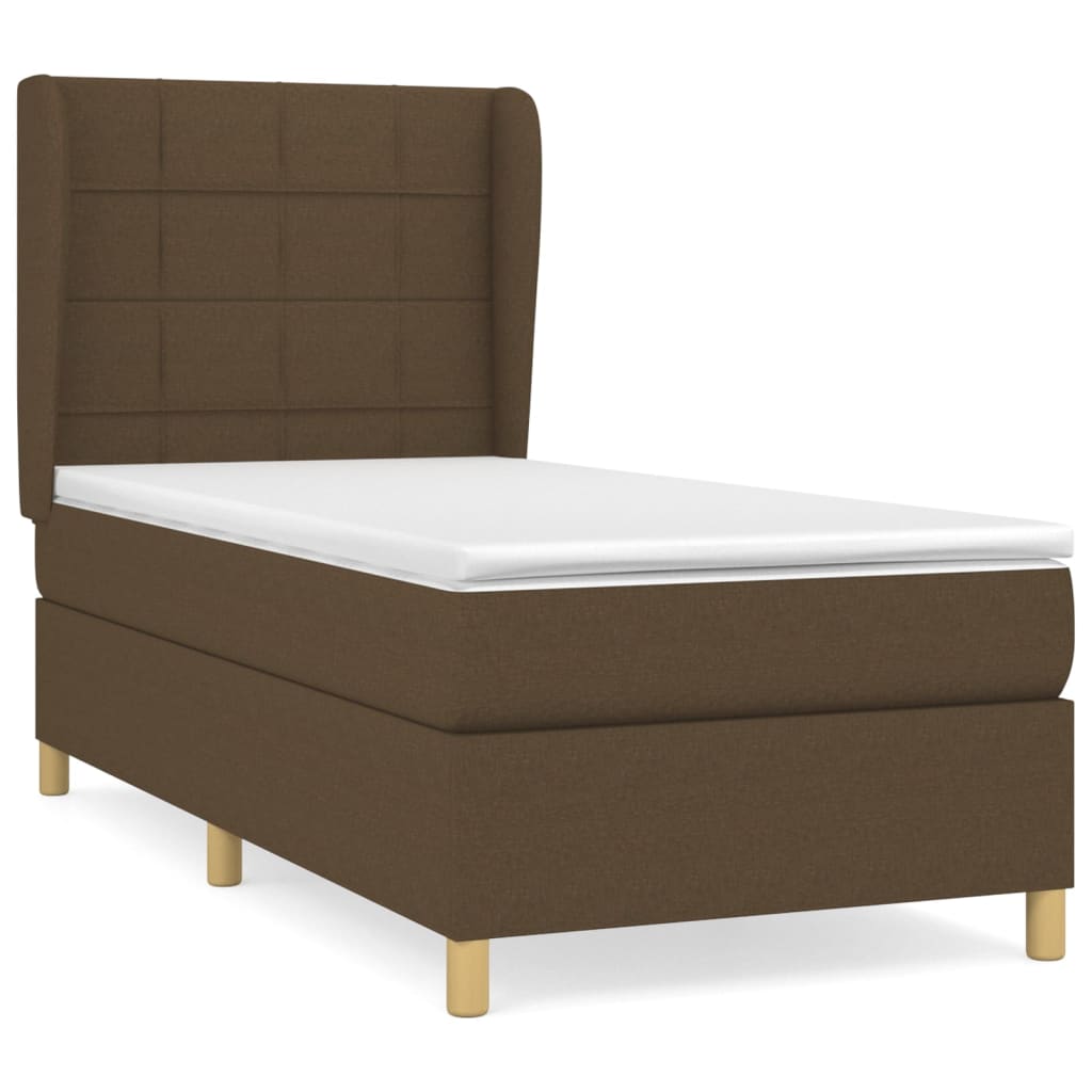 Boxspring met matras stof donkerbruin 90x190 cm Bedden & bedframes | Creëer jouw Trendy Thuis | Gratis bezorgd & Retour | Trendy.nl