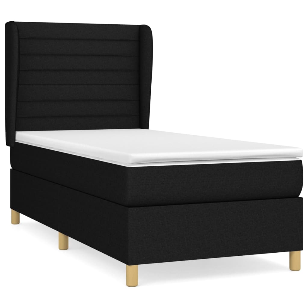 Boxspring met matras stof zwart 90x190 cm Bedden & bedframes | Creëer jouw Trendy Thuis | Gratis bezorgd & Retour | Trendy.nl