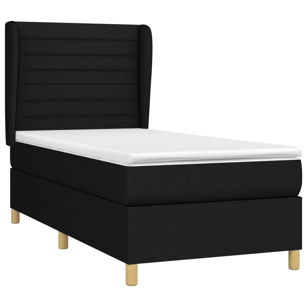 Boxspring met matras stof zwart 90x190 cm Bedden & bedframes | Creëer jouw Trendy Thuis | Gratis bezorgd & Retour | Trendy.nl